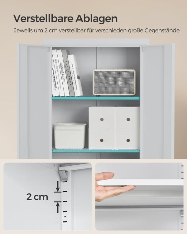 Rootz Steel Storage Cabinet - Högt skåp - Grå - Organizer Hylla - 40cm x 60cm x 180cm - Metall - 30,9kg - 25kg Kapacitet - Montering krävs