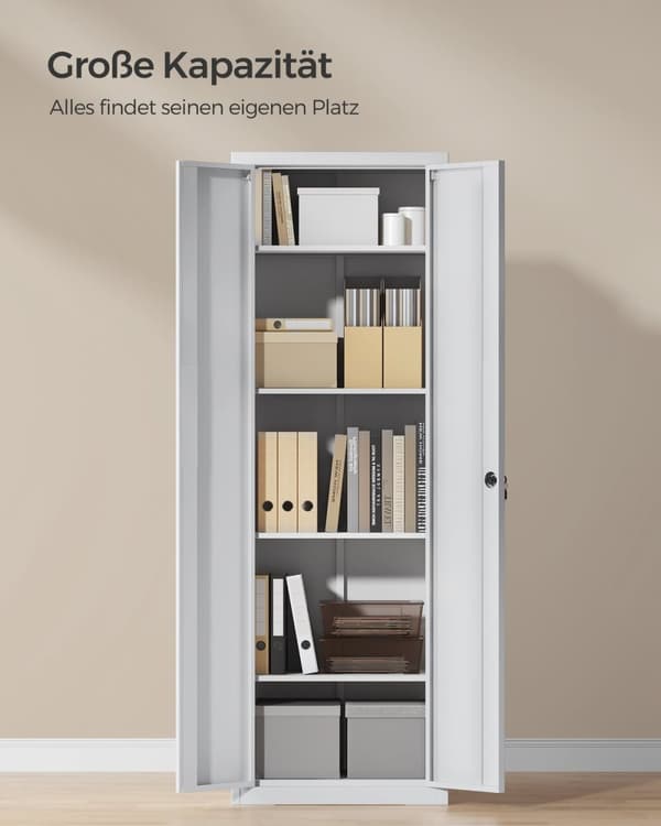Rootz Steel Storage Cabinet - Högt skåp - Grå - Organizer Hylla - 40cm x 60cm x 180cm - Metall - 30,9kg - 25kg Kapacitet - Montering krävs