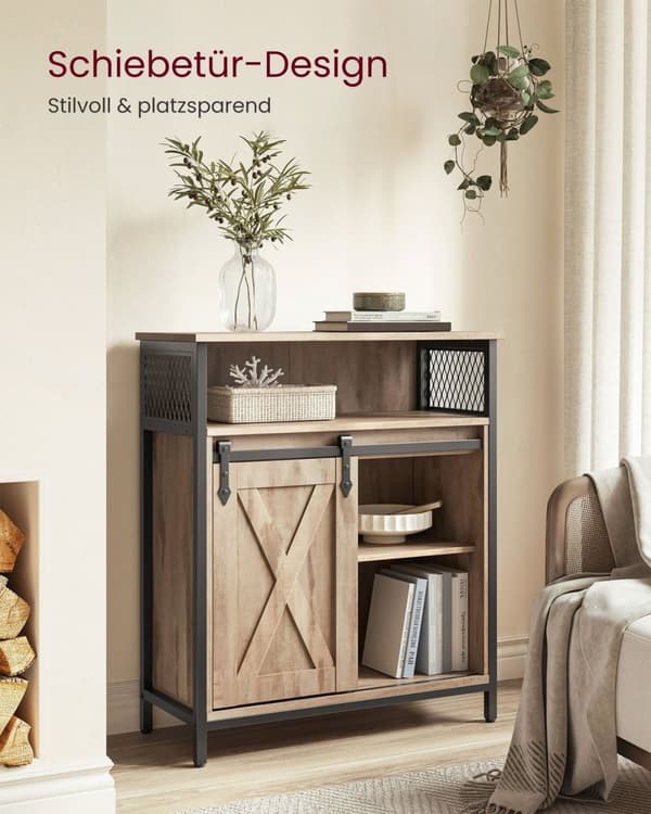 Rootz Skänk - Ek Brun-Svart - Spånskiva Stål - Stor förvaringsenhet - 30cm x 70cm x 80cm - Robust - 17,6 kg - Enkel montering
