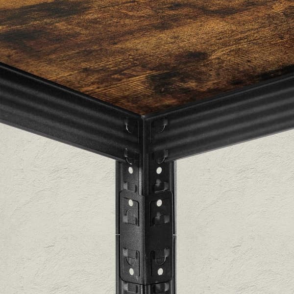 Rootz Vintage ruskea-musta säilytysteline - Teräshyllyt - MDF-hyllyt - 80kg Kapasiteetti - 150cm x 37cm x 37cm