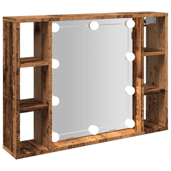vidaXL Sminkebord med LED gammelt tre 76x15x55 cm konstruert tre