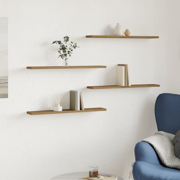 vidaXL Vegghyller 4 stk artisan eik 60x20x1,5 cm konstruert tre