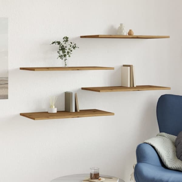 vidaXL væghylder 4 stk. 60x30x1,5 cm konstrueret træ kunsteg