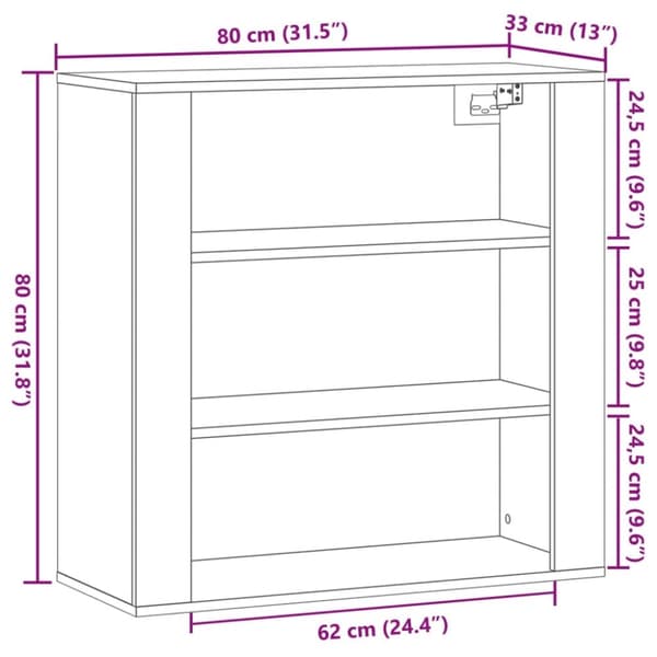 vidaXL Seinäkaappi artesaani tammi 80x33x80 cm tekninen puu