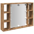Miniatyrbilde 3 av 11: vidaXL Sminkebord med LED artisan eik 76x15x55 cm konstruert tre
