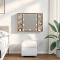 Miniatyrbilde 4 av 11: vidaXL Sminkebord med LED artisan eik 76x15x55 cm konstruert tre