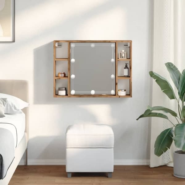vidaXL Sminkebord med LED artisan eik 76x15x55 cm konstruert tre