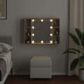 Miniatyrbilde 5 av 11: vidaXL Sminkebord med LED artisan eik 76x15x55 cm konstruert tre