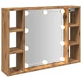 Miniatyrbilde 7 av 11: vidaXL Sminkebord med LED artisan eik 76x15x55 cm konstruert tre