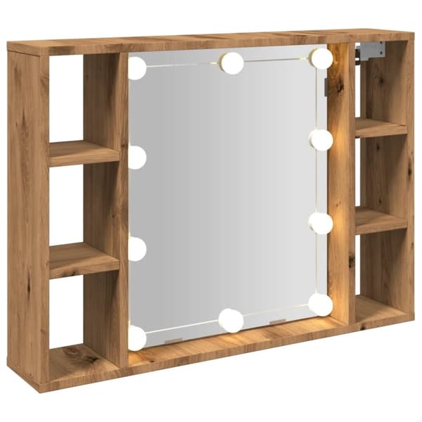 vidaXL Sminkebord med LED artisan eik 76x15x55 cm konstruert tre