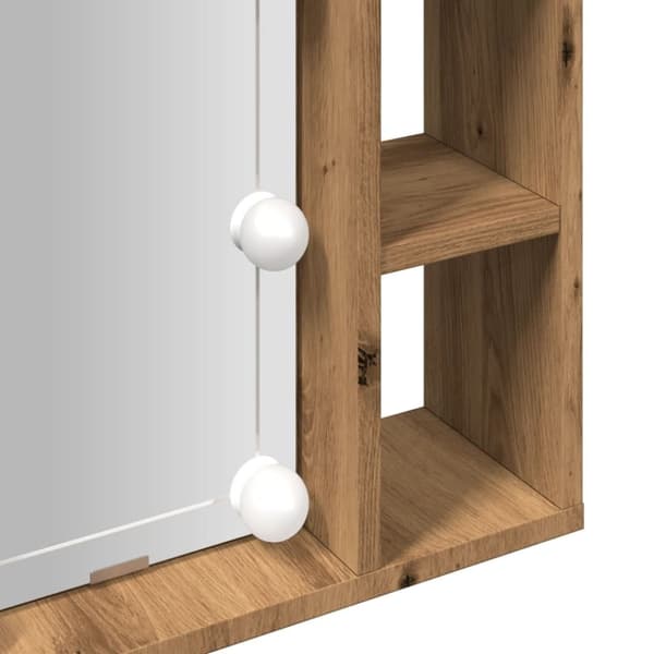 vidaXL Sminkebord med LED artisan eik 76x15x55 cm konstruert tre