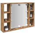 Miniatyrbilde 2 av 11: vidaXL Sminkebord med LED artisan eik 76x15x55 cm konstruert tre
