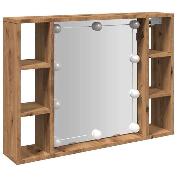 vidaXL Sminkebord med LED artisan eik 76x15x55 cm konstruert tre