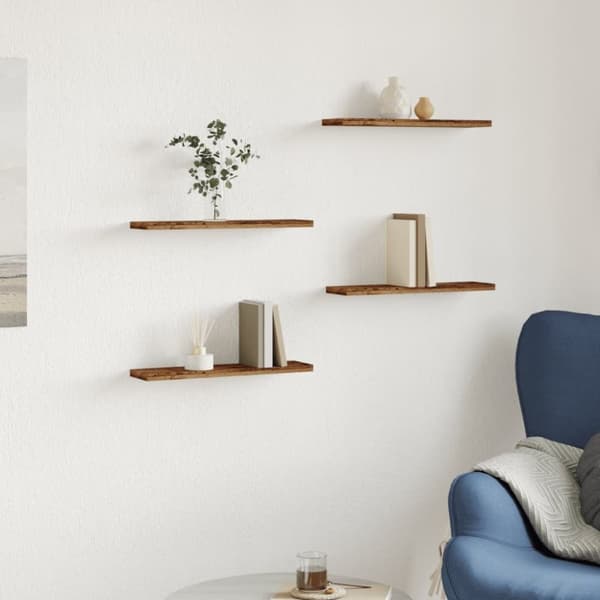 vidaXL væghylder 4 stk. 40x10x1,5 cm konstrueret træ gammelt træ-look
