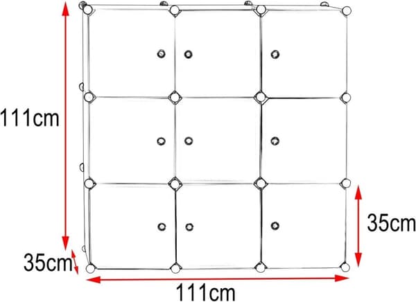 Rootz 9-Cube Hylde Opbevaringsorganisering - Skostativ - Modulært skab - Pladsbesparende - 111 cm x 111 cm x 35 cm