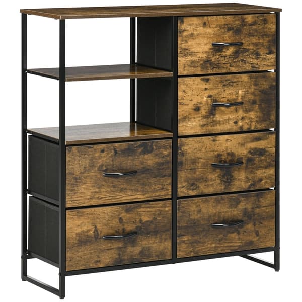 Rootz kommode - Industrielt opbevaringsskab - Kommode - Skænk - 6 skuffer - 2 hylder - Stålramme - MDF-paneler - 84 cm x 30 cm x 92 cm