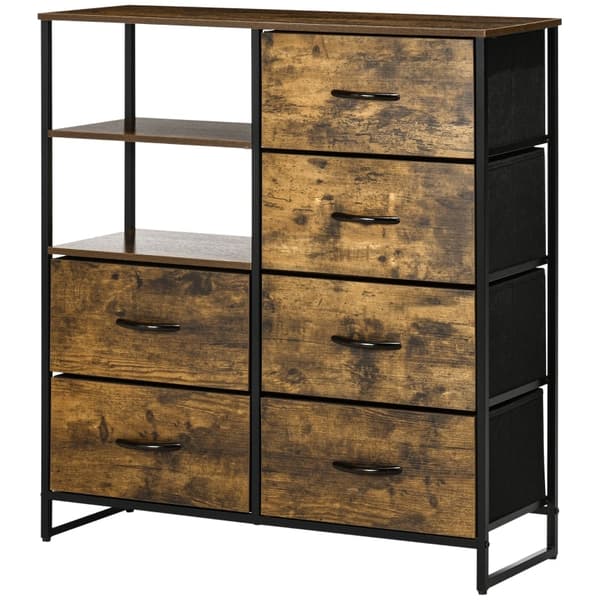 Rootz kommode - Industrielt opbevaringsskab - Kommode - Skænk - 6 skuffer - 2 hylder - Stålramme - MDF-paneler - 84 cm x 30 cm x 92 cm
