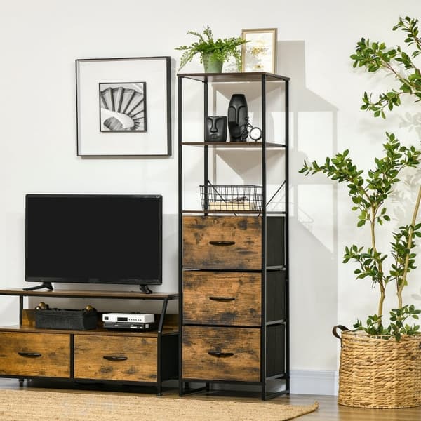 Rootz Fritstående opbevaringshylde - Kommode - Tøjstativ - Organizer - Industriel stil - 44cm x 40cm x 155cm