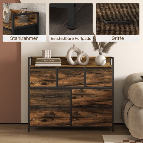 Rootz stofskuffekiste - Skænk - Organiseringsmøbler - Melaminbelagt top - Stabil stålramme - 98cm x 29cm x 85cm