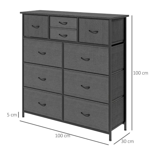 Rootz stofskuffer Kommode - Opbevaringsskab - Fleeceskuffer - Robust stålramme - 100 cm x 30 cm x 100 cm
