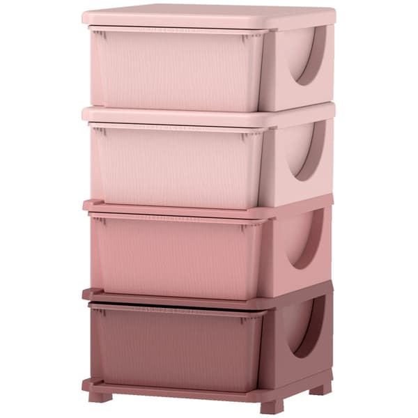 Rootz Kids Opbevaringsskab - Tegnefilm Opbevaringsstativ - Legetøjsarrangør - Pink - Børneværelsesindretning - 37cm x 37cm x 76cm