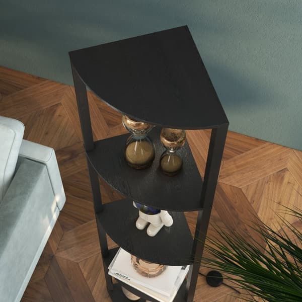 Rootz LED-golvlampa med hylla - Modern svart stående lampa - Hög hörnlampa - 3 ljusstyrkanivåer - Integrerad LED - 41cm x 29,5cm x 163,5cm