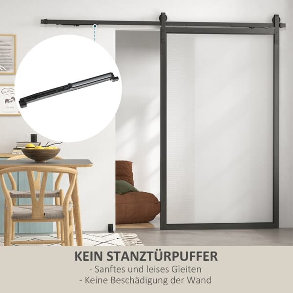 Rootz Hårdvara för skjutdörrar - Ladugårdsdörrsystem - Kolstål - Platssparande - Modern stil - 244 cm x 0,5 cm x 4 cm