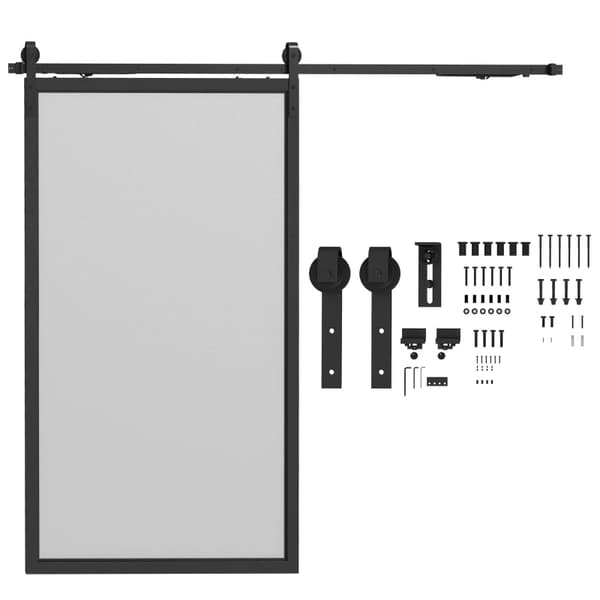 Rootz Hårdvara för skjutdörrar - Ladugårdsdörrsystem - Kolstål - Platssparande - Modern stil - 244 cm x 0,5 cm x 4 cm