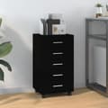 Miniatyrbild 1 av 2: Lådskåp med hjul svart konstruerat trä