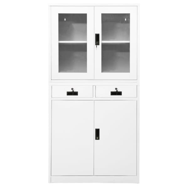 Dokumentskåp vit 90x40x180 cm stål och härdat glas