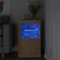 Miniatyrbild 1 av 2: Sidoskåp med LED-lampor sonoma-ek konstruerat trä