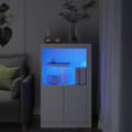 Miniatyrbild 1 av 2: Sidoskåp med LED-lampor vit konstruerat trä