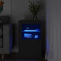 Miniatyrbild 1 av 2: Sidoskåp med LED-lampor svart konstruerat trä