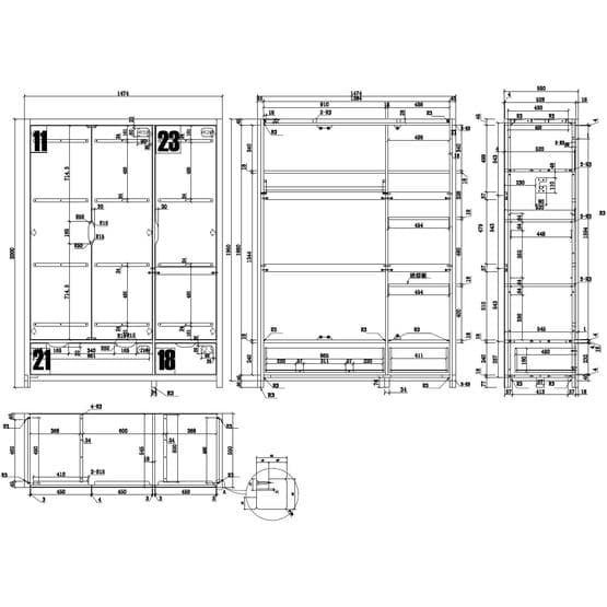 Garderobe 3 døre - Alex - Fyr