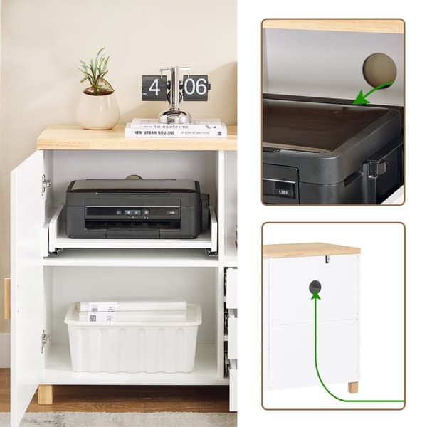 SoBuy Arkivskab Printer Stand Sidebord Vitrineskab ASK07-WN