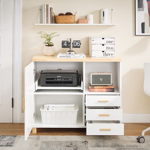 SoBuy Arkivskab Printer Stand Sidebord Vitrineskab ASK07-WN
