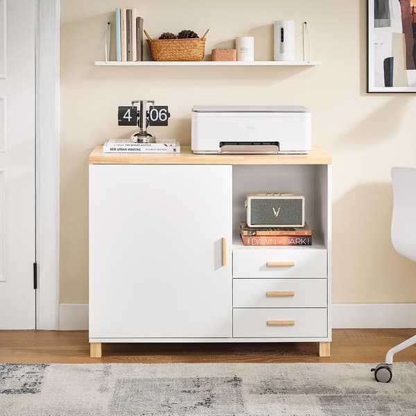 SoBuy Arkivskab Printer Stand Sidebord Vitrineskab ASK07-WN