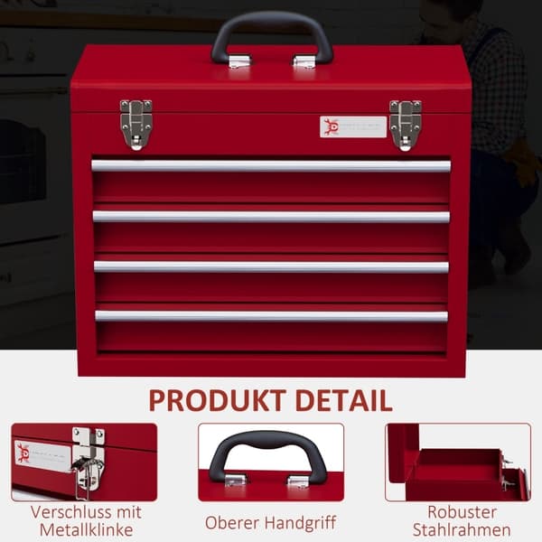 Rootz Verktygsväska - Verktygsskåp - Förvaringslåda - Robust stål - 18 kg Kapacitet - 51 cm x 22 cm x 39,5 cm