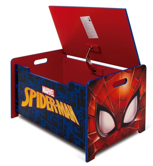 Spiderman leksakslåda och bänk i trä