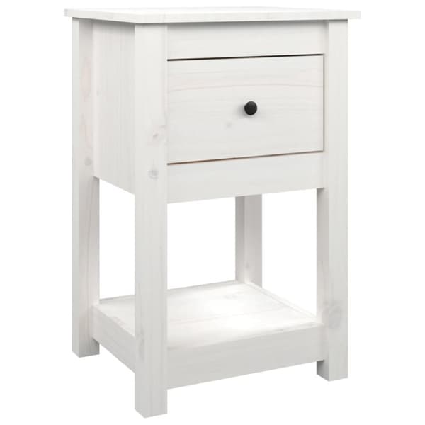 Sängbord vit 40x35x61,5 cm massiv furu