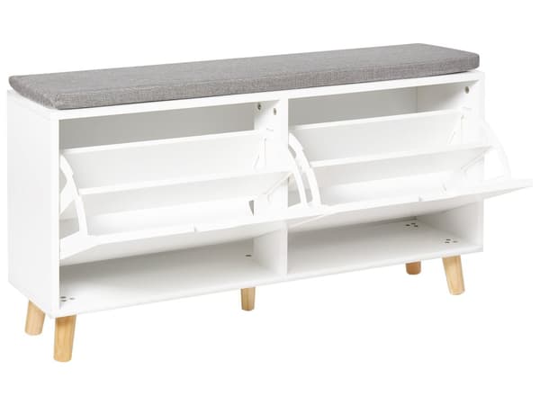Skooppbevaringsskap Hvit MDF 2 Rom med Pute på Toppen Minimalistisk Skandinavisk Stil Design Gang