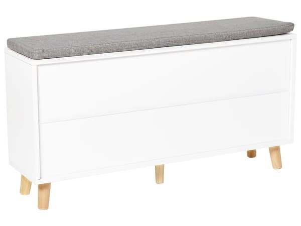 Skooppbevaringsskap Hvit MDF 2 Rom med Pute på Toppen Minimalistisk Skandinavisk Stil Design Gang