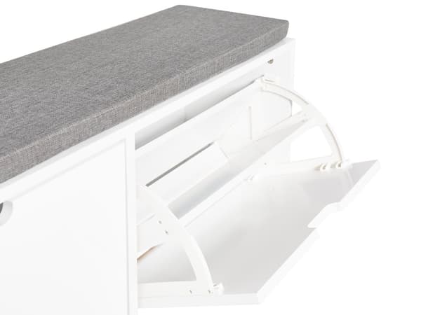 Skooppbevaringsskap Hvit MDF 2 Rom med Pute på Toppen Minimalistisk Skandinavisk Stil Design Gang