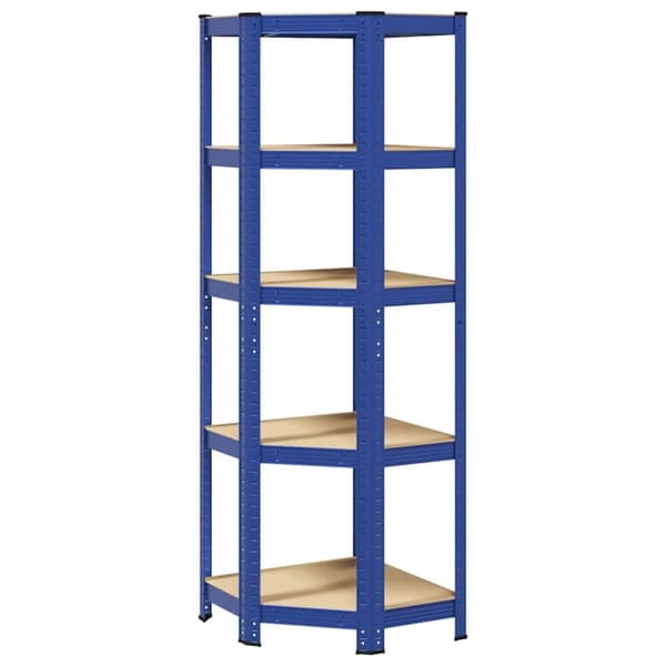Kulmakirjahylly 5 hyllyllä, sininen, puumateriaali