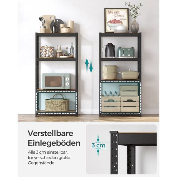 Rootz säädettävä seisova hylly - Vintage säilytysteline - Monikäyttöinen järjestäjä - Teräs ja MDF - 40cm x 80cm x 160cm