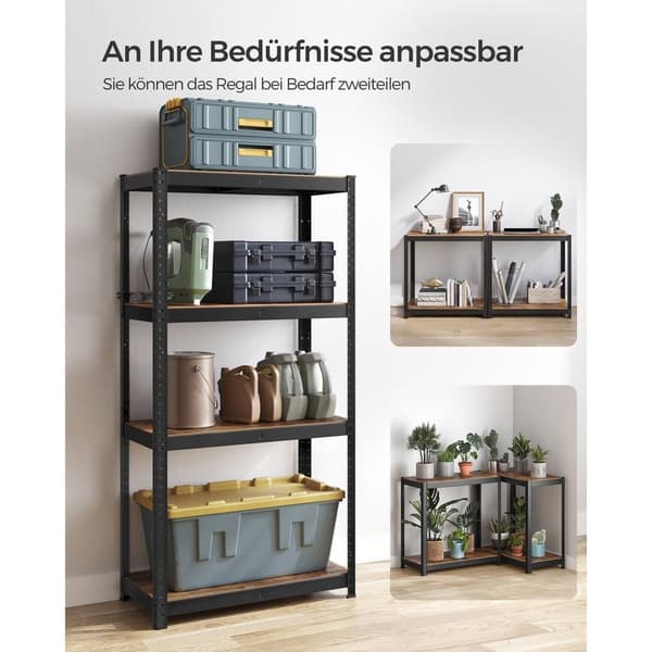 Rootz säädettävä seisova hylly - Vintage säilytysteline - Monikäyttöinen järjestäjä - Teräs ja MDF - 40cm x 80cm x 160cm