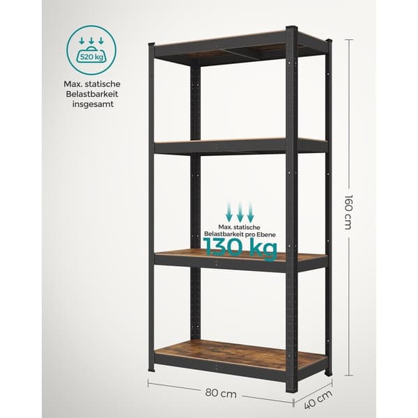 Rootz säädettävä seisova hylly - Vintage säilytysteline - Monikäyttöinen järjestäjä - Teräs ja MDF - 40cm x 80cm x 160cm
