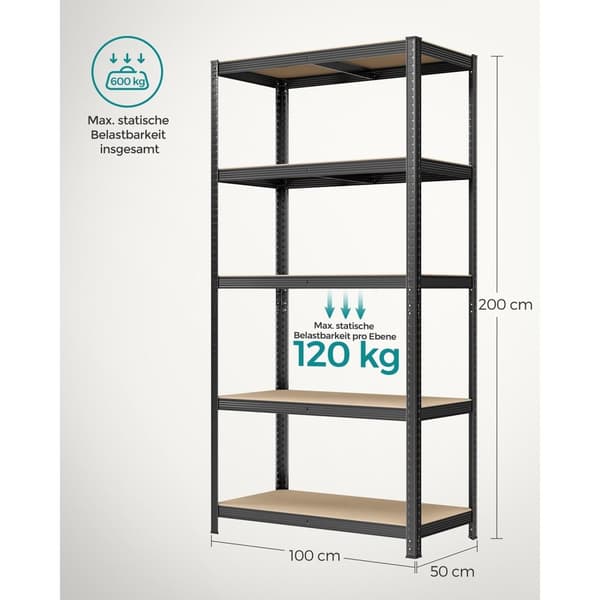 Rootz 2-delt sæt opbevaringshylder - Væghylder - Garagestativer - Forstærket stålramme - Justerbare hylder - 200 cm x 100 cm x 50 cm