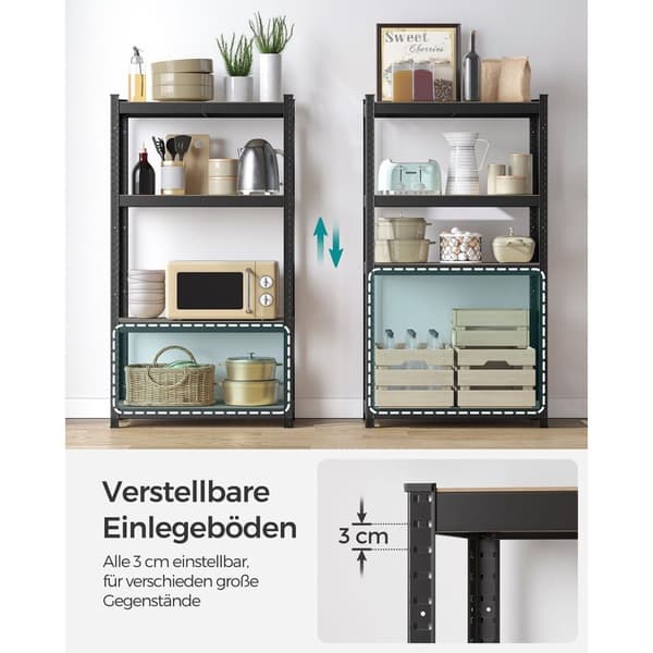 Rootz Black Load Hylly - Säilytysteline - Hyllyyksikkö - Jauhemaalattu teräs - MDF - Heavy Duty - 40cm x 80cm x 160cm