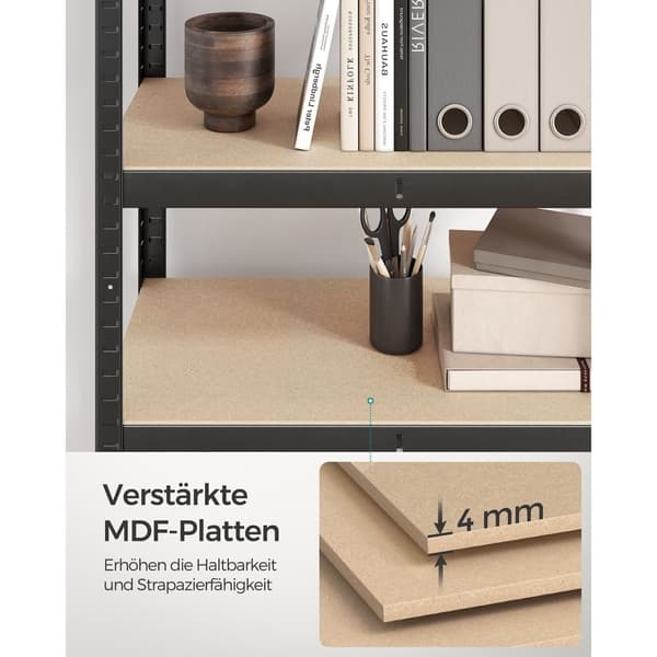 Rootz Black Load Hylly - Säilytysteline - Hyllyyksikkö - Jauhemaalattu teräs - MDF - Heavy Duty - 40cm x 80cm x 160cm